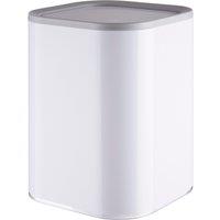 Orsina White Acrylic Waste Bin With Flip Lid, Compact Rubbish Bin, Grey Trim Dust Bin, Easy-Clean Bin For Papers