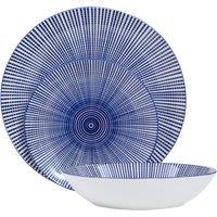 Orsina Unique 12 Piece Blue & White Dinner Set, Dolomite Dinnerware Plates & Bowls, Scratch-Resistant Crockery Set