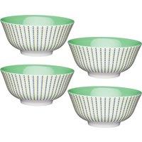 KitchenCraft Set of 4 Moroccan Style Lime Hues Ceramic Bowls in White