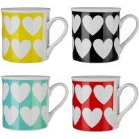 Orsina Set Of Four Heart Design Mugs