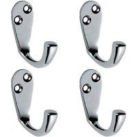 Loops 4x Victorian One Piece Single Bathroom Robe Hook 40mm Projection Polished Chrome
