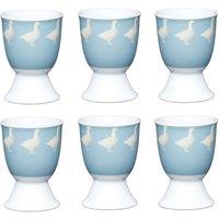 KitchenCraft Set Of 6 Goose-Print Egg Cups in Light Blue