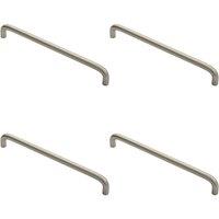 Loops 4x Round D Bar Cabinet Pull Handle 202 x 10mm 192mm Fixing Centres Satin Nickel in Metallics