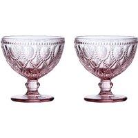 Orsina Elegant Set Of Two Blue Glass Sundae Dishes, Durable Sundae Glasses For Desserts, Versatile Ice Cream Bowls in Pink