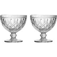Orsina Elegant Set Of Two Blue Glass Sundae Dishes, Durable Sundae Glasses For Desserts, Versatile Ice Cream Bowls in Clear