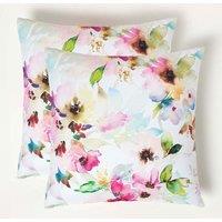 Homescapes Luxury Waterproof Multicolour Flowers Outdoor Cushion 45 x 45 cm, Set of 2 | Size: 45 cm x 45 cm