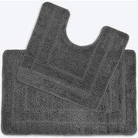 Allure Bath Fashions Two Piece Non-Slip Bath Mat & Pedestal Mat Set in Dark Grey