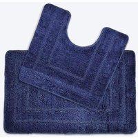 Allure Bath Fashions Two Piece Non-Slip Bath Mat & Pedestal Mat Set in Navy
