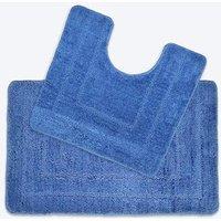 Allure Bath Fashions Two Piece Non-Slip Bath Mat & Pedestal Mat Set in Blue