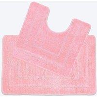 Allure Bath Fashions Two Piece Non-Slip Bath Mat & Pedestal Mat Set in Pale Pink