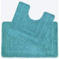 Allure Bath Fashions Two Piece Non-Slip Bath Mat & Pedestal Mat Set in Duck Egg Blue