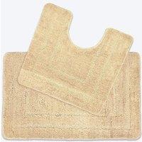 Allure Bath Fashions Two Piece Non-Slip Bath Mat & Pedestal Mat Set in Beige