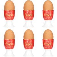 KitchenCraft Set Of 6 'You Crack Me Up' Egg Cups in Red