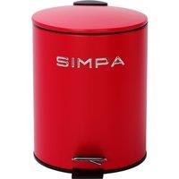 simpa 5L Slim Soft-Closing Pedal Dustbin in Red