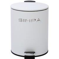 simpa 5L Slim Soft-Closing Pedal Dustbin in White
