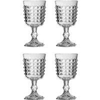 Orsina 4-Pc Wine Goblet Set, Etched Drinking Glasses, Elegant Goblets, Delicate Stemware For Events or Daily Use in Clear