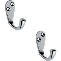 Loops 2x Victorian One Piece Single Bathroom Robe Hook 40mm Projection Polished Chrome