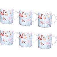 KitchenCraft Set Of 6 Flamingo Espresso Cups in Aqua