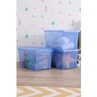 Wham Crystal 3 x 60L Stackable Plastic Storage Boxes with Lids Tint Blue