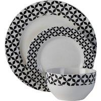 Orsina Geometric 12 Piece Windmill Dinner Set, Porcelain Build Dinnerware Set, Glazed Finish Dishes Set For Daily Use in Black