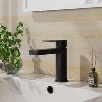Balterley Square Mono Basin Mixer Tap Push Button Waste Matt Black