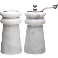 Orsina White Marble Salt & Pepper Set, Elegant Natural Marble Shakers with Chrome Accents, Durable & Hygienic
