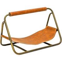 Ivyline Contemporary Antique Brass with Hanging Leather Kindling Holder in Metallics