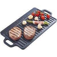 VonShef Pre-Seasoned Non-Stick BBQ Cast Iron Griddle Plate with Handles in Black
