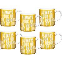KitchenCraft Set Of 6 'Always Look' Espresso Cups Set in Mustard