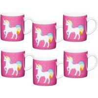 KitchenCraft Set Of 6 Unicorn Espresso Cups in Dark Pink