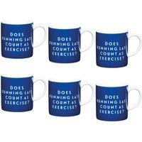 KitchenCraft Set Of 6 'Running Late' Espresso Cups in Cobalt