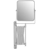 Orsina Wall Mounted Extending Square Mirror, Durable 38x17cm Chrome Bathroom Mirror, Swivel Design in Silver | Size: 38x17 cm