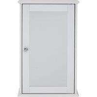 Orsina Mirrored Cabinet For Bathroom Use, White Wood Mirrored Cabinet With Chrome Handle, Small Drawer Unit