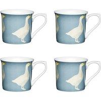 KitchenCraft Set of 4 Fluted China Goose Mugs in Blue