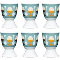 KitchenCraft Set Of 6 Retro Egg Cups in Light Blue