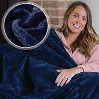 Dreamcatcher Luxury Faux Fur Polyester Throw Over Blanket 160x130cm in Dark Blue | Size: 160x130 cm