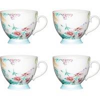KitchenCraft Set of 4 China White Birds Mugs