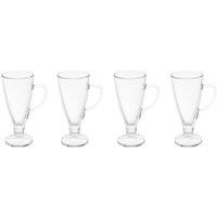 Orsina Tapered Set Of Four Latte Glasses, Elegant Coffee Glasses For Kitchen, Curved Handle Cappucino Glasses in Clear