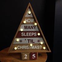 Samuel Alexander 42cm Wooden Christmas Countdown Decoration with 10 Warm White LEDs