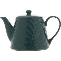 Orsina Botanical Pattern Ceramic Teapot, Dark Green Teapot With Embossed Detailing, Tea Pot For Herbal Blends