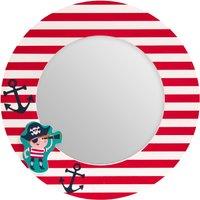 Orsina Bright Pirate Mirror, Cheerful Child Bedroom Mirror, Versatile Colourful Round Pirate Mirror For Washroom