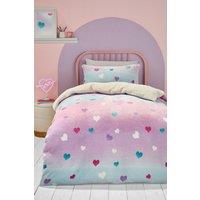 Bedlam 'Cosy Ombre Heart' Plush & Sherpa Reverse Duvet Cover Set | Size: Double