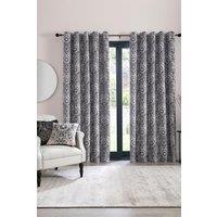 Laurence Llewelyn-Bowen 'Romilly' Floral Jacquard Blackout Pair of Eyelet Curtains in Natural | Size: 117 cm width x 137 cm drop