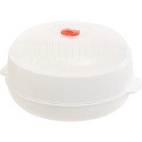 Orsina White & Clear Microwave Steamer, Food Steaming Bowl With Lid For Quick Cooking, Steamer With Slotted Basket