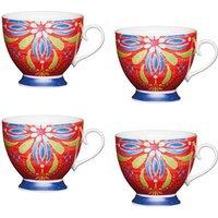 KitchenCraft Set of 4 China Moroccan Red Footed Mugs