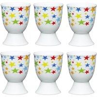 KitchenCraft Bright Stars Set of 6 Egg Cups in White