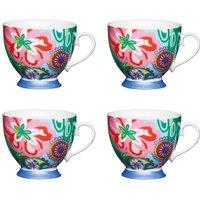 KitchenCraft Set of 4 China Bright Floral Footed Mugs