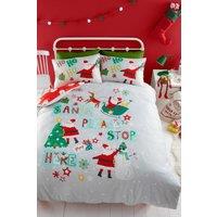 Bedlam 'Santa Please Stop Here' Glow in the Dark Duvet Cover Set in Grey | Size: Double