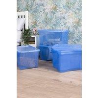 Wham Crystal 5 x 60L Stackable Plastic Storage Boxes with Lids Tint Lavender in Blue