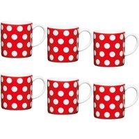 KitchenCraft Set Of 6 Polka Dot Espresso Cups in Red